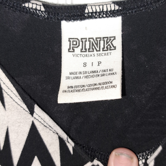 PINK by VS crop top. Black with cream color Aztec print. Small. - Picture 3 of 3